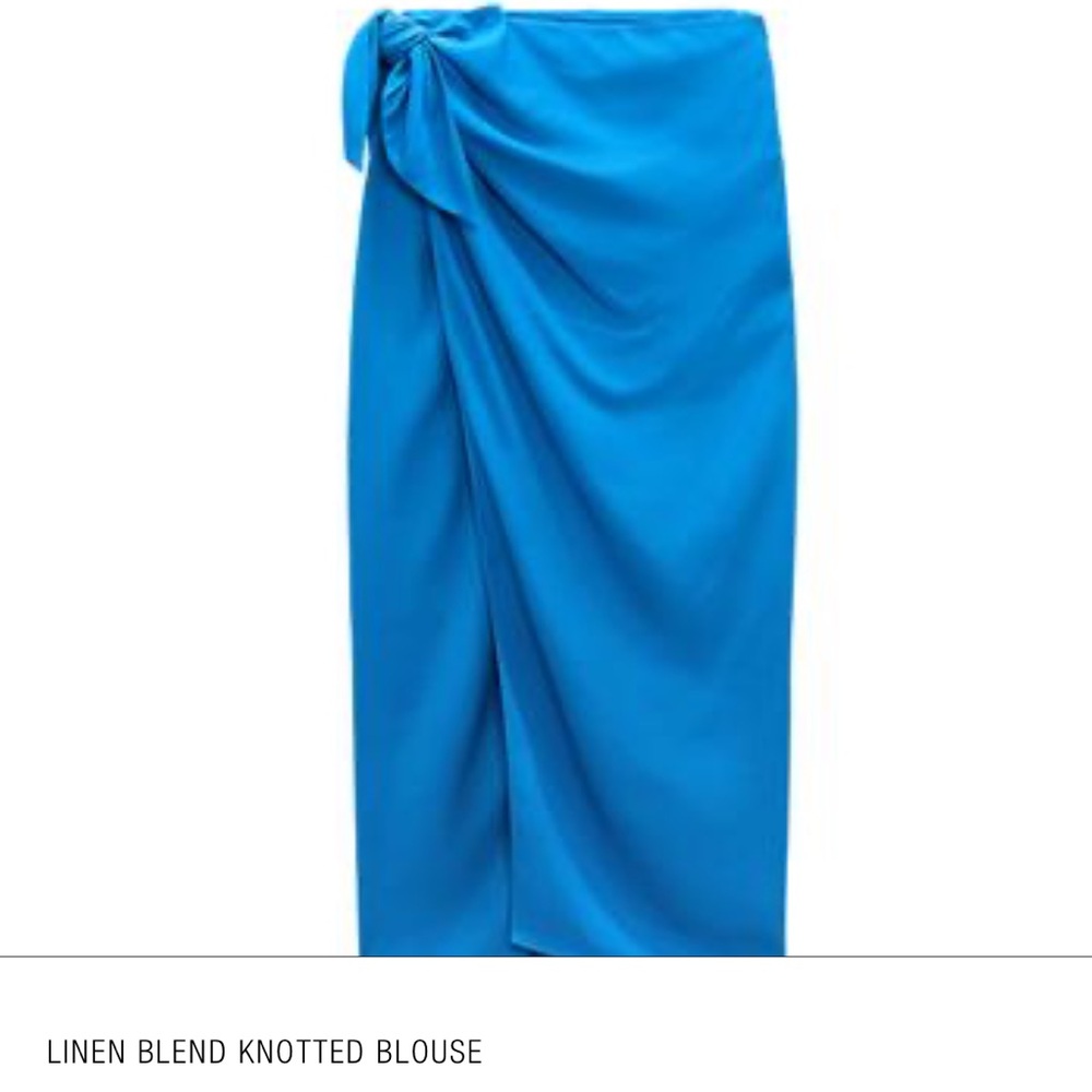 Blue Knotted wrap skirt